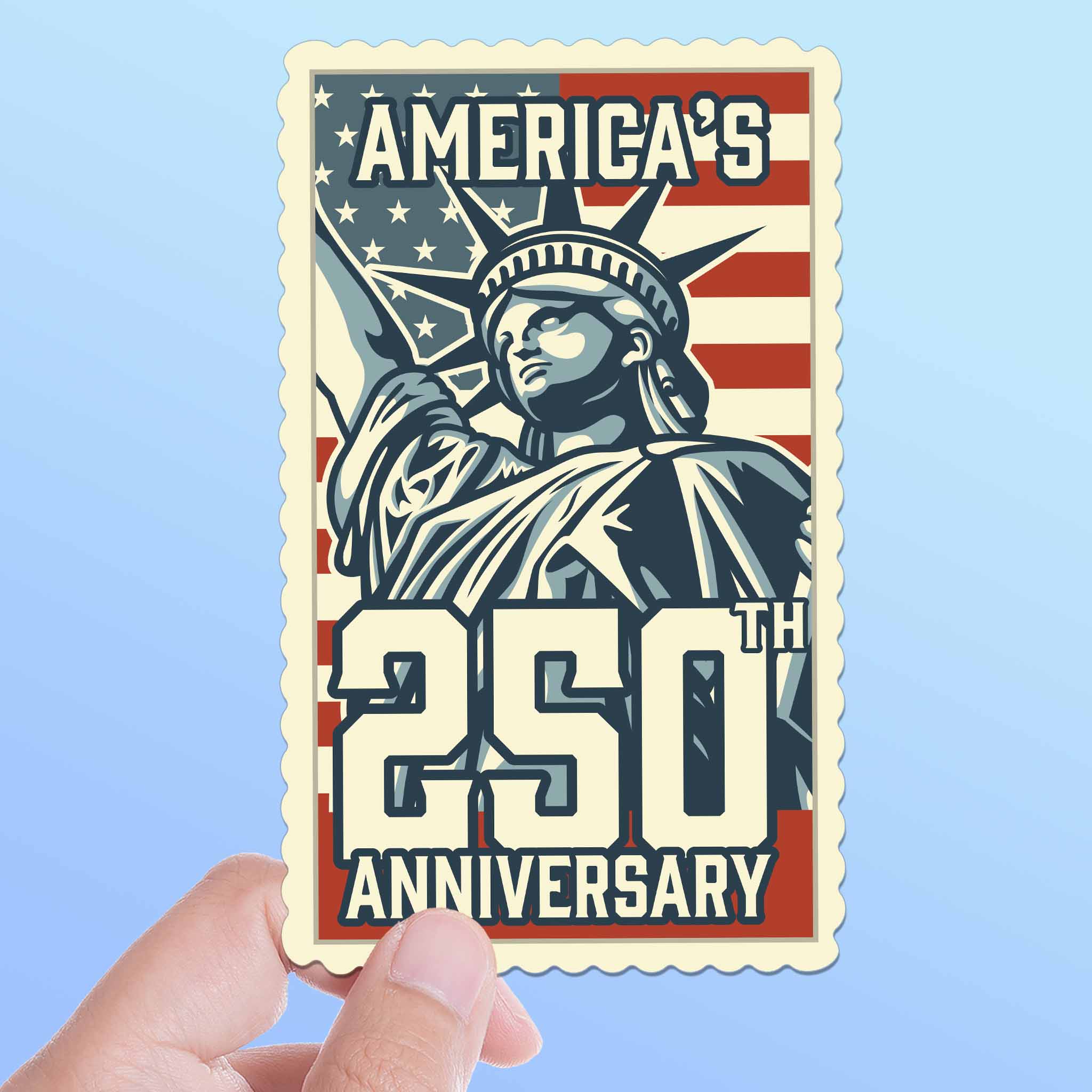 America's 250th Anniversary Stamp Sticker - Cool Patriotic USA Decal