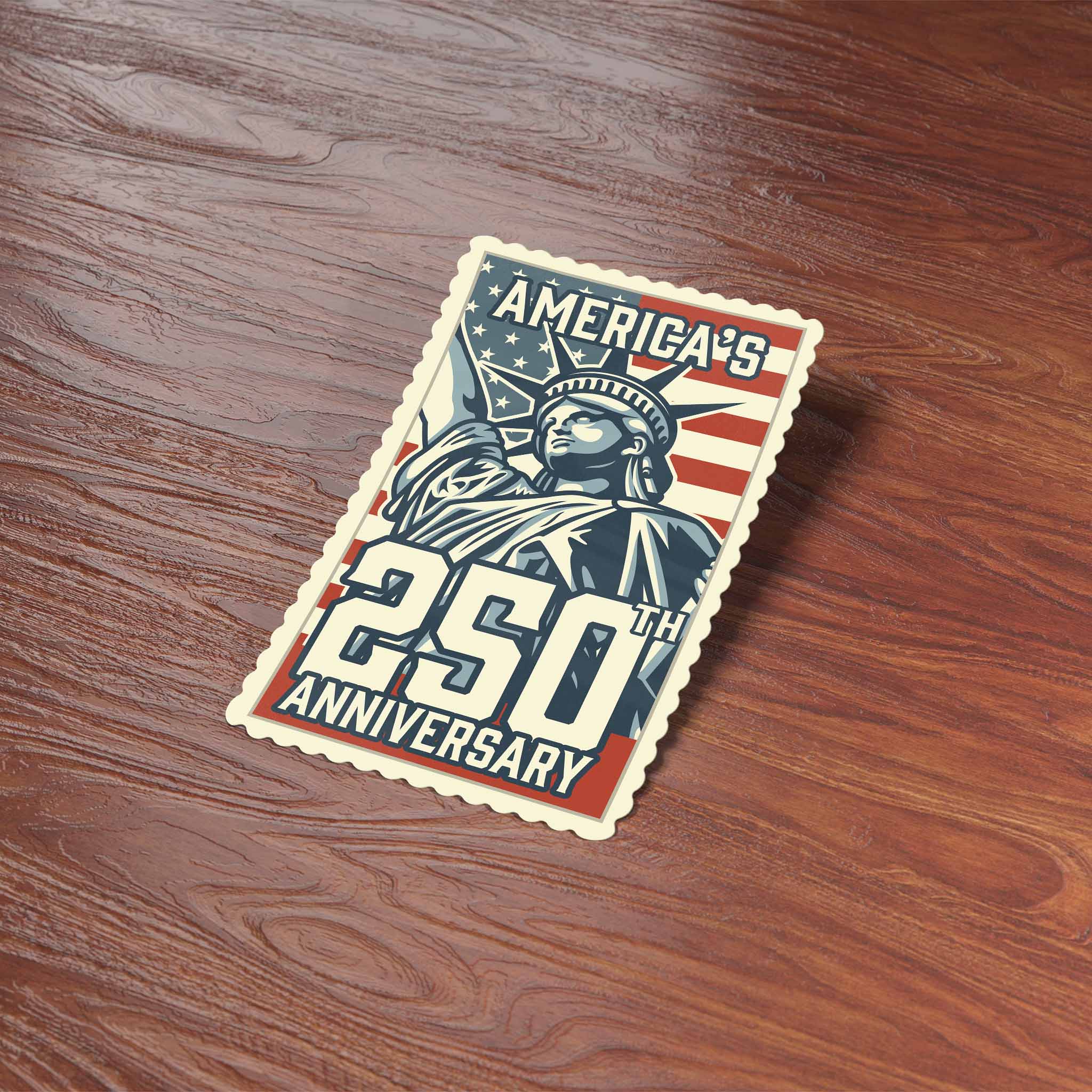 America's 250th Anniversary Stamp Sticker - Cool Patriotic USA Decal