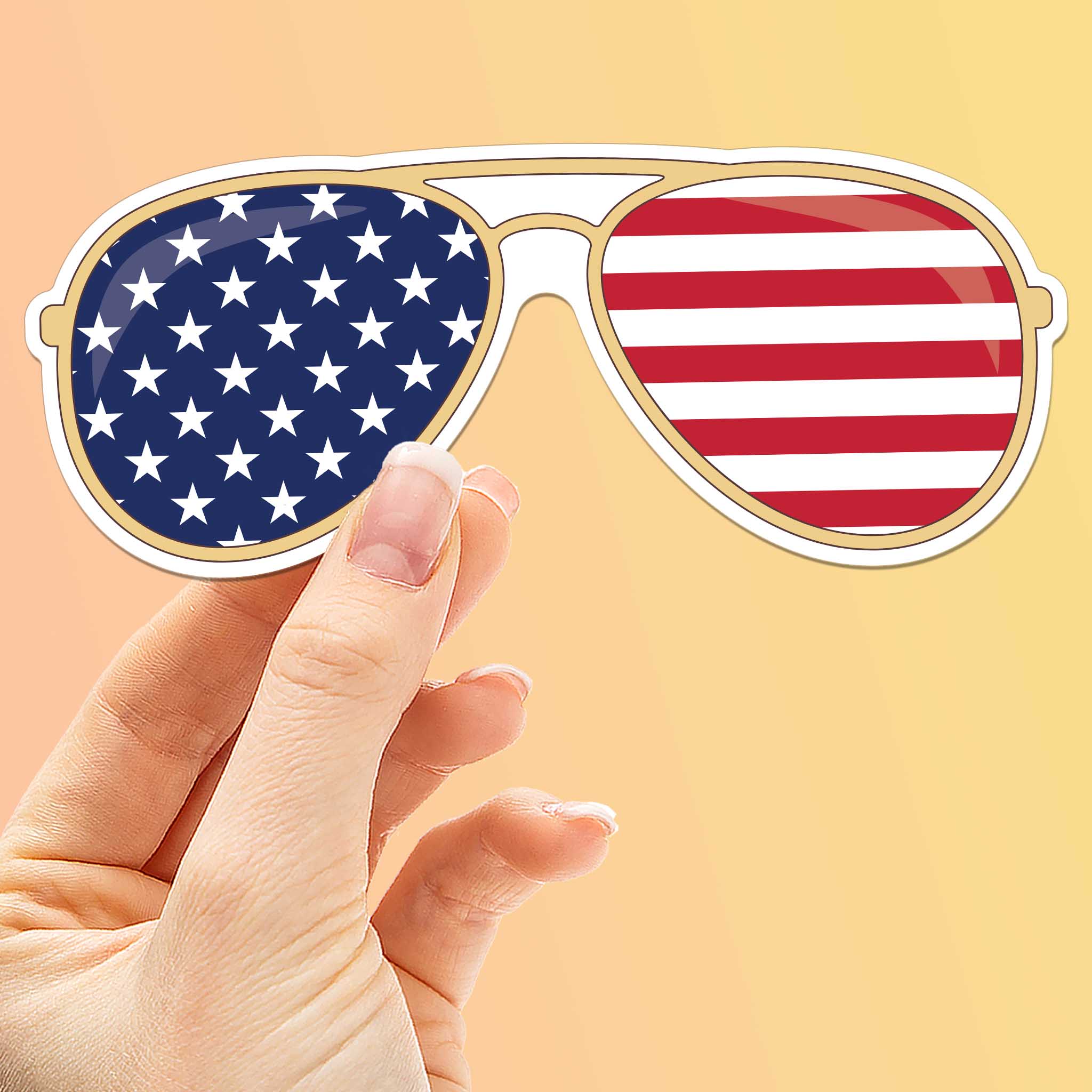 American Flag Sunglasses Sticker - Cool Patriotic USA Decal