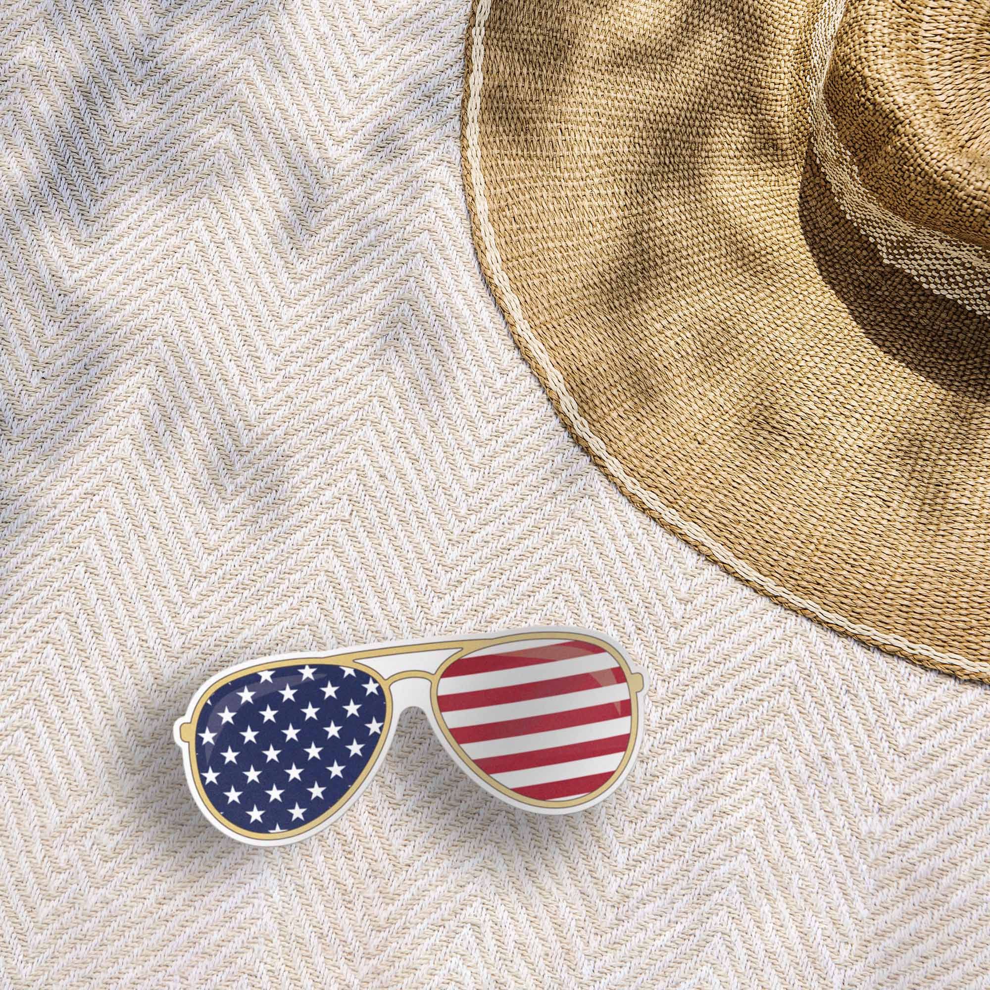 American Flag Sunglasses Sticker - Cool Patriotic USA Decal