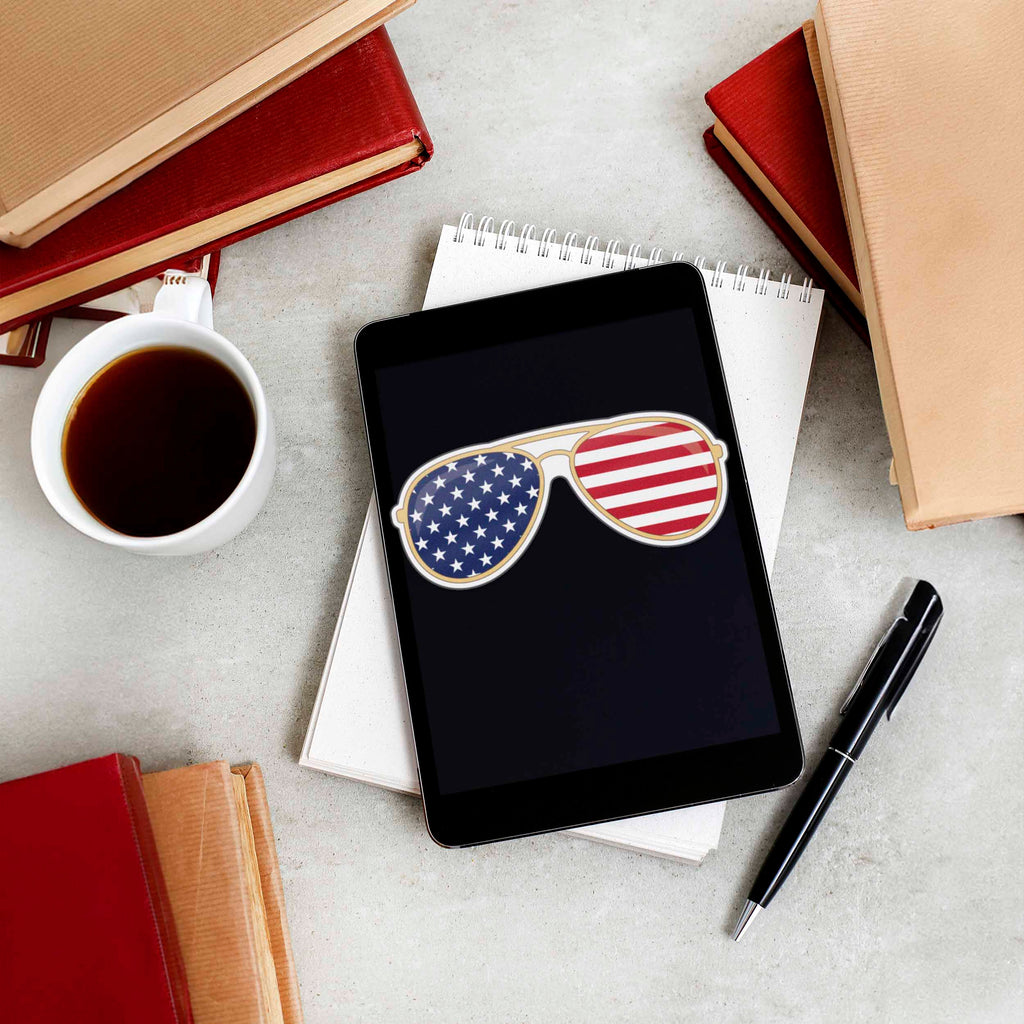 American Flag Sunglasses Sticker - Cool Patriotic USA Decal