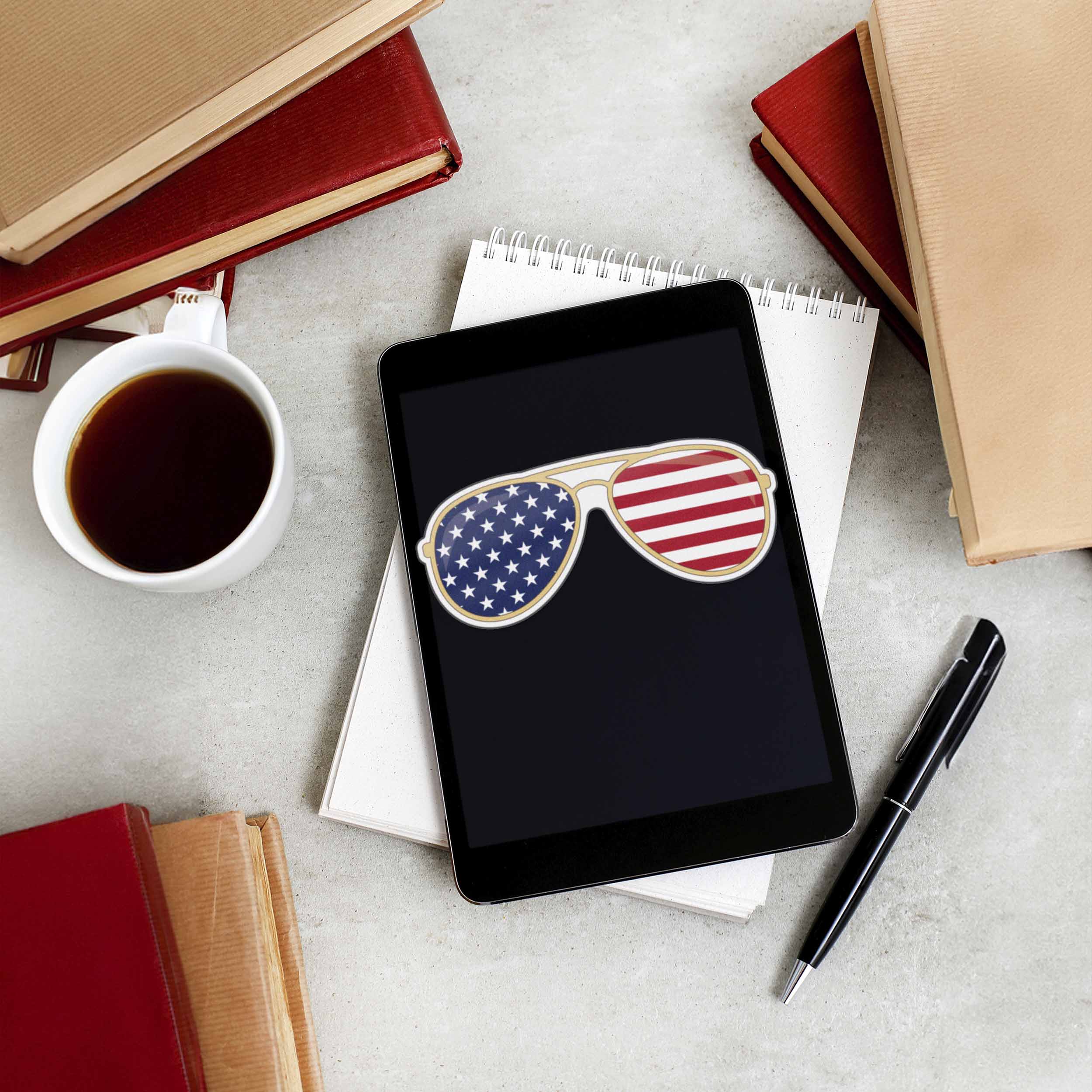 American Flag Sunglasses Sticker - Cool Patriotic USA Decal