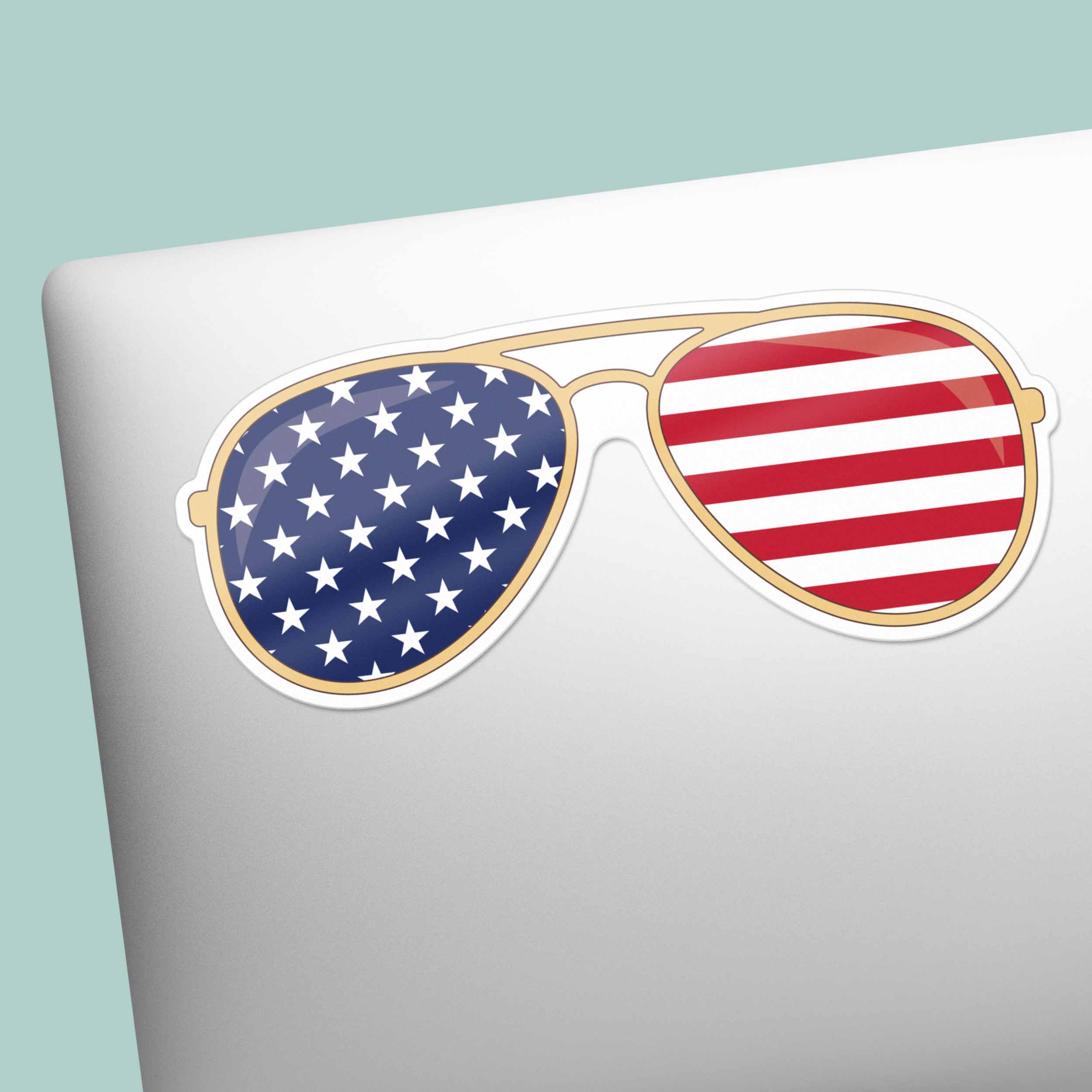 American Flag Sunglasses Sticker - Cool Patriotic USA Decal