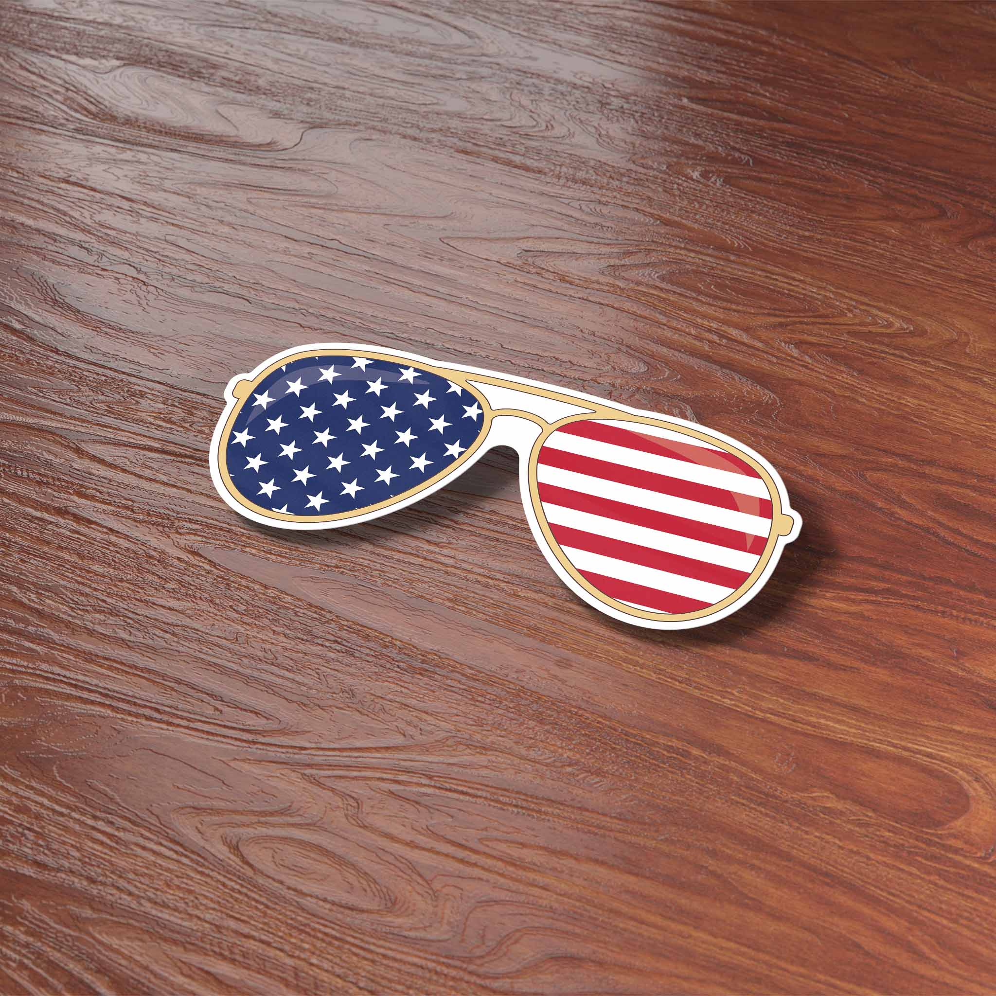 American Flag Sunglasses Sticker - Cool Patriotic USA Decal