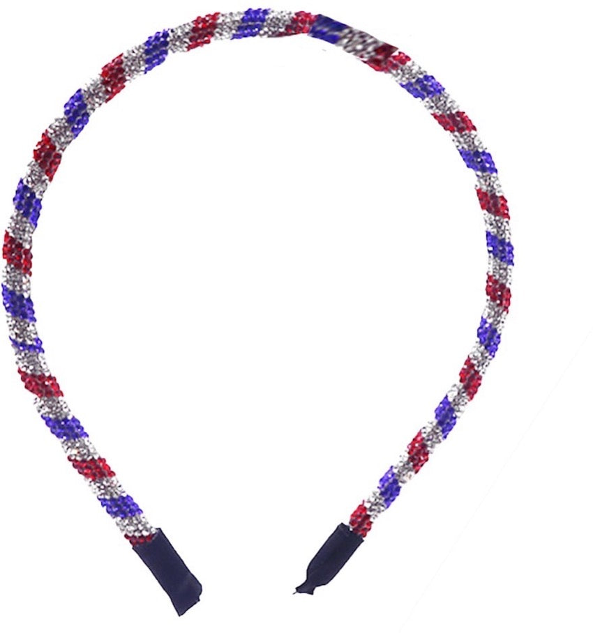 USA Flag Crystal Studded Shimmer Headband