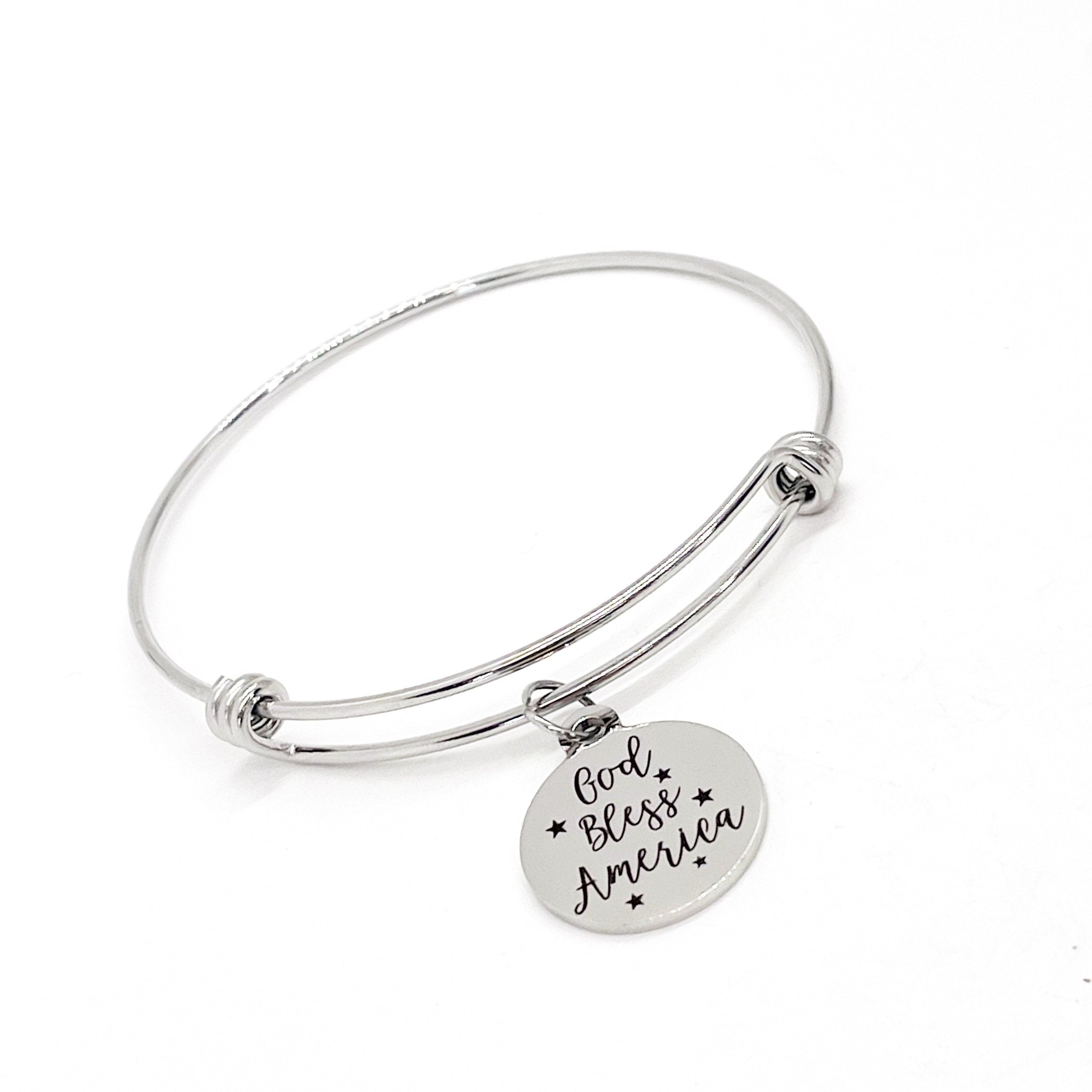 Patriotic Gift, God Bless America Bracelet, Patriotic Jewelry, Fourth Of July Jewelry, Fourth Of July Bracelet, Patriotic Bracelet